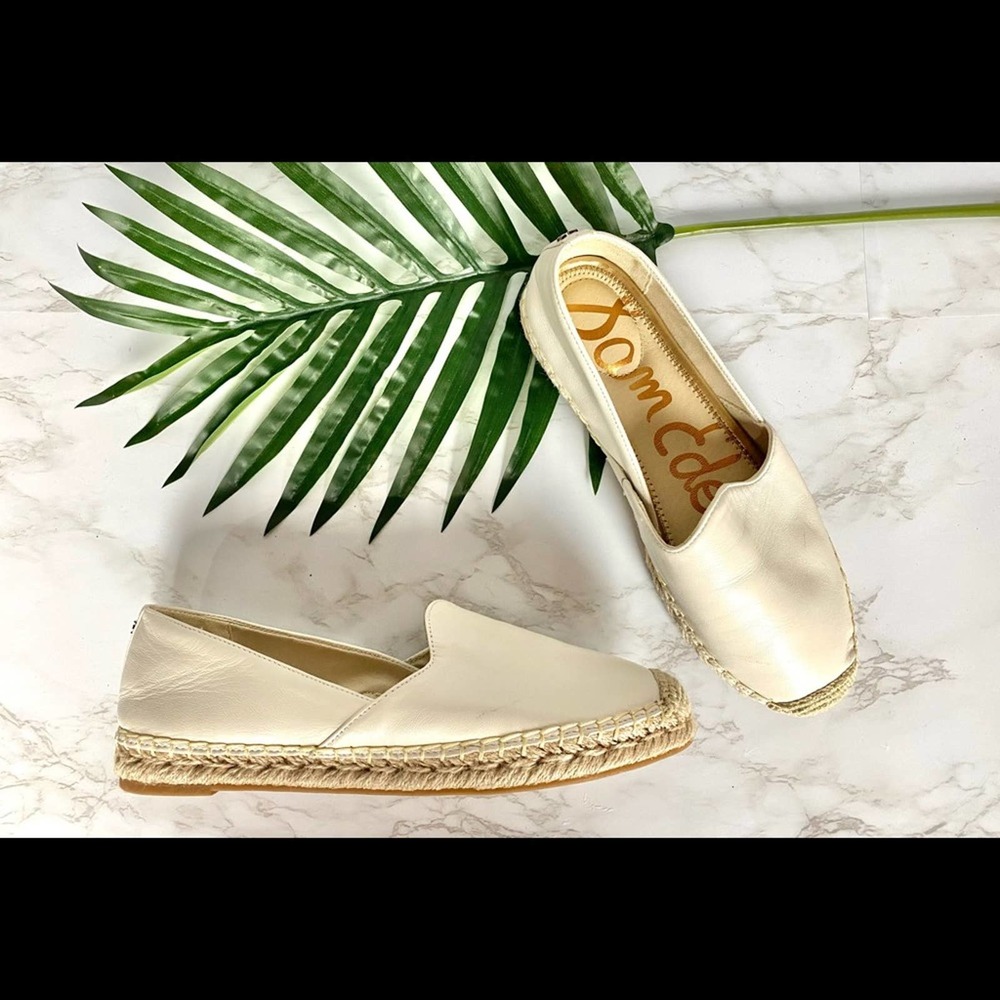 Sam Edelman Kesia Espadrille Off White Leather Flats Size 9 New With Tags - Picture 8 of 14